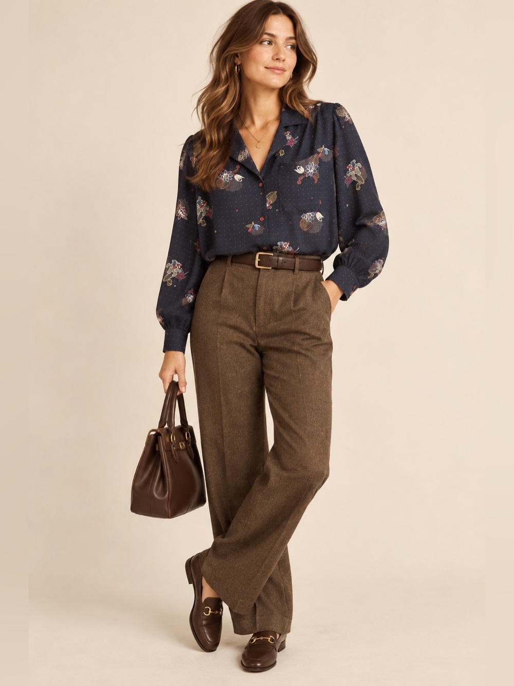 Vintage Hana Sung Navy Floral Blouse Women’s 12 Cottagecore Button Front Sheer